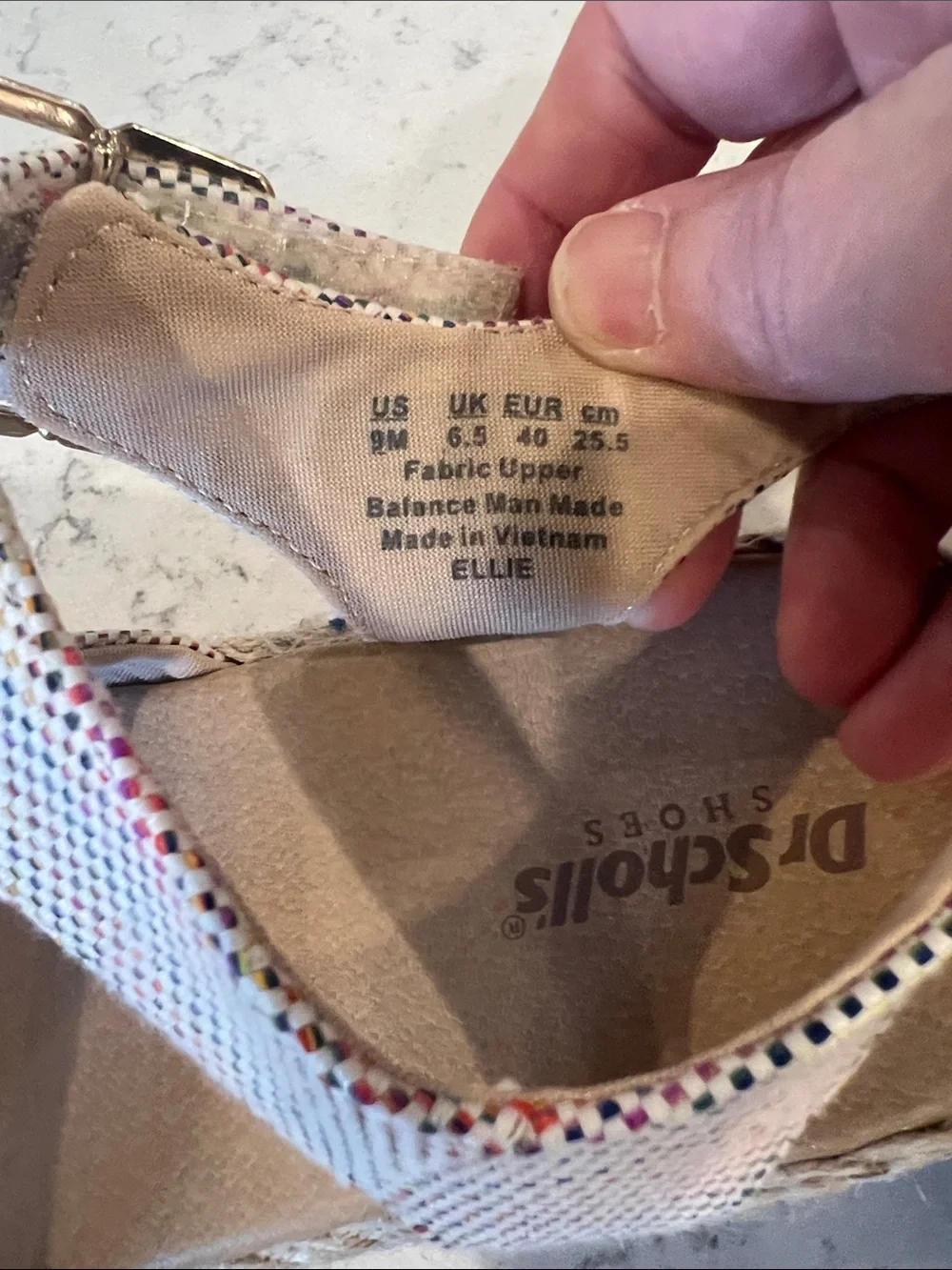 New Dr. Scholl's Multicolor Sparkle Wedge Sandals with Tan Footbed